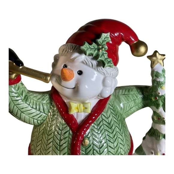 Fitz And Floyd Omnibus 1993 Snowman Pitcher Trumpet Christmas Tree Teddy Bear - Picture 2 of 10